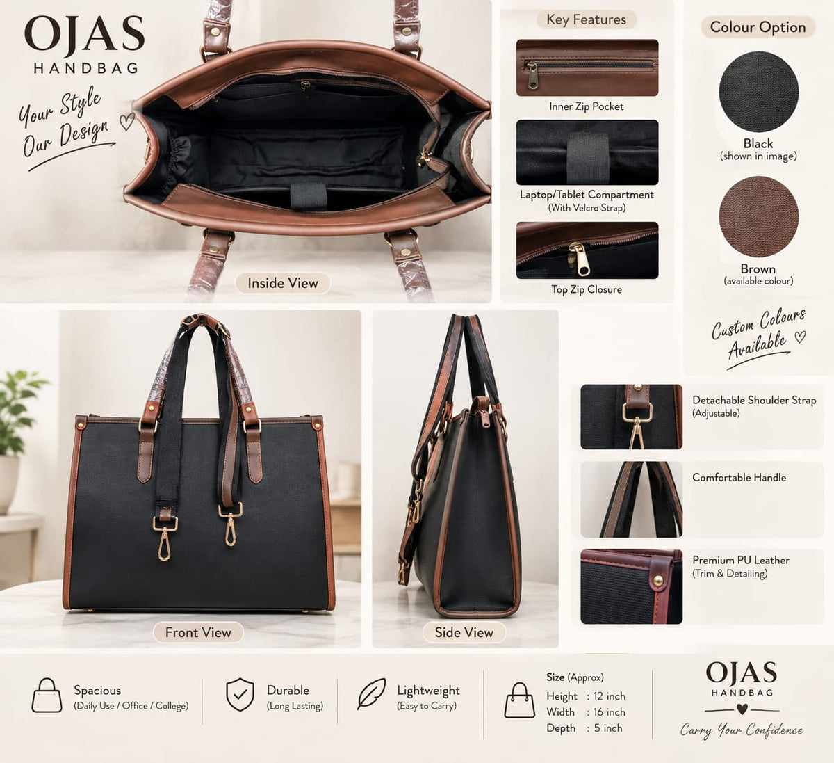 OJAS ROSE TAUPE HANDBAG